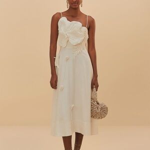 Farm Rio Off-White Garden Lenzing™ Ecovero™ Euroflax™ Midi Dress